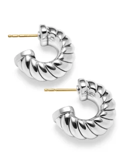 Sculpted Cable Shrimp Earrings In Sterling Silver, 20.5mm