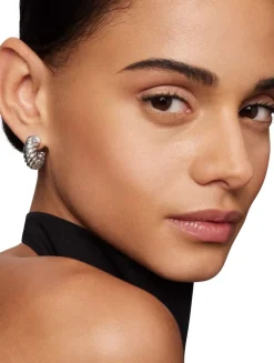 Sculpted Cable Shrimp Earrings In Sterling Silver, 20.5mm