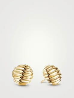 Sculpted Cable Stud Earrings In 18k Yellow Gold