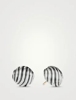 Sculpted Cable Stud Earrings In Sterling Silver