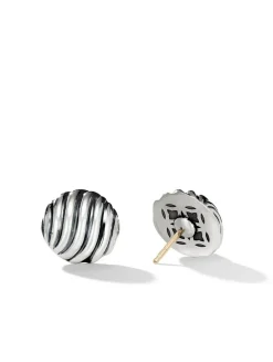 Sculpted Cable Stud Earrings In Sterling Silver