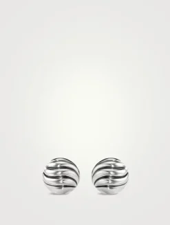 Sculpted Cable Stud Earrings In Sterling Silver, 8mm