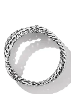 Sculpted Cable Triple Wrap Bracelet In Sterling Silver, 8.5mm