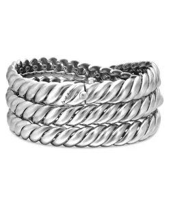 Sculpted Cable Triple Wrap Bracelet In Sterling Silver, 8.5mm