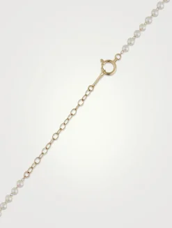 Sea Of Beauty 14K Gold Diamond Pear And Floating Pearl Necklace