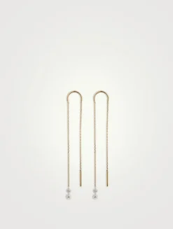 Sea Of Beauty 14K Gold Threader Earrings With Diamonds