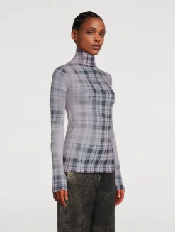 Seamless Turtleneck In Plaid Print