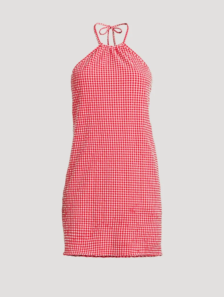 Seersucker Mini Dress In Gingham Print
