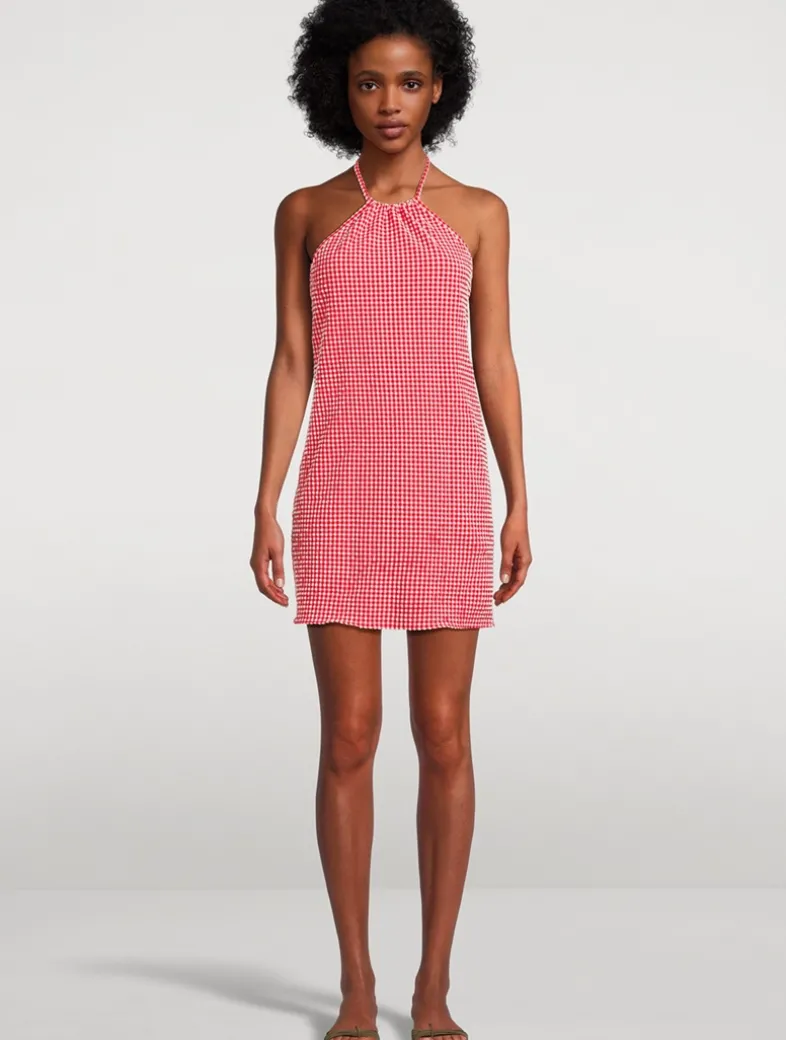 Seersucker Mini Dress In Gingham Print
