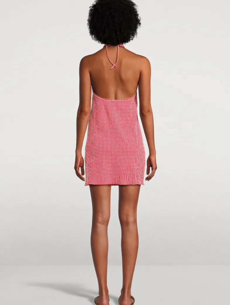 Seersucker Mini Dress In Gingham Print