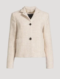 Sequin Jacket In Plaid Print