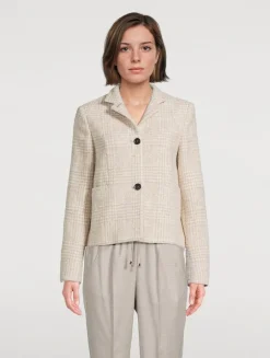 Sequin Jacket In Plaid Print