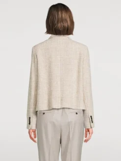 Sequin Jacket In Plaid Print