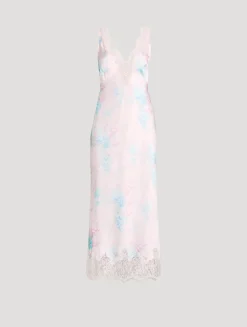 Serene Satin Slip Dress In Floral Print