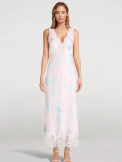 Serene Satin Slip Dress In Floral Print