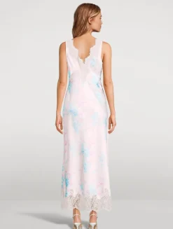 Serene Satin Slip Dress In Floral Print