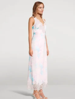 Serene Satin Slip Dress In Floral Print