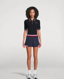 Serif Logo Cable-Knit Polo Shirt