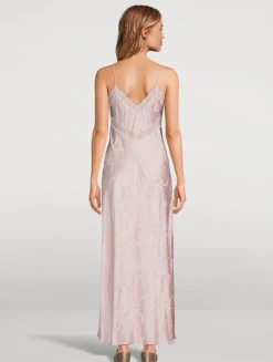 Serita Bow Jacquard Satin Slip Dress