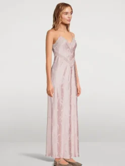 Serita Bow Jacquard Satin Slip Dress