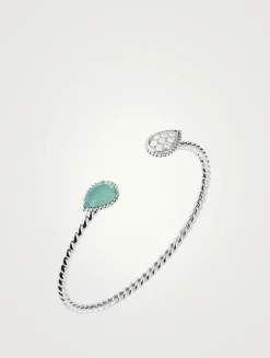 Serpent Bohème 18K White Gold Double Motif Bracelet With Aquaprase And Diamonds