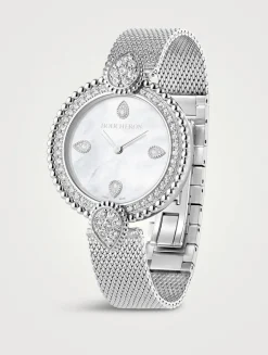 Serpent Bohème Steel Mother-Of-Pearl Bracelet Watch With Diamonds