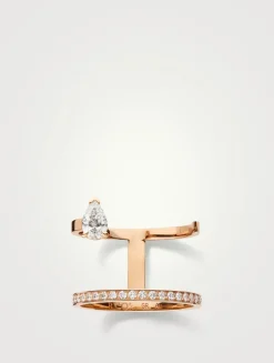 Serti Sur Vide 18K Rose Gold Ring With Diamonds