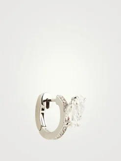 Serti Sur Vide 18K White Gold Hoop Earring With Diamonds