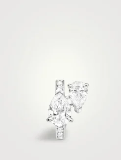 Serti Sur Vide 18K White Gold Left Earring With Diamonds