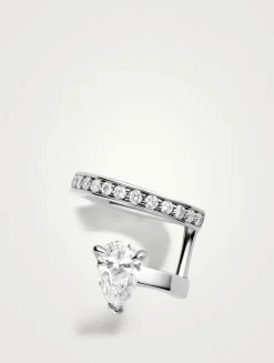 Serti Sur Vide Right 18K White Gold Ear Cuff With Diamonds