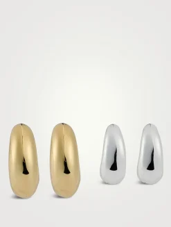 Set Of Two Bombe Hoop Earrings