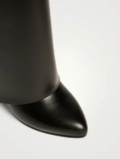 Shark Lock Leather Knee-High Boots