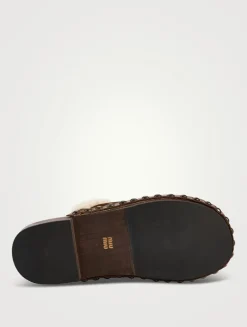 Shearling-Trimmed Suede Clogs