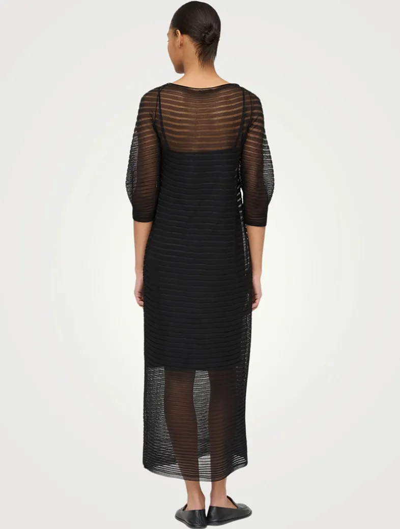 Sheer Pleat Silk Crêpe Knit Dress