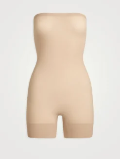 Sheer Seamless Strapless Shortie Bodysuit