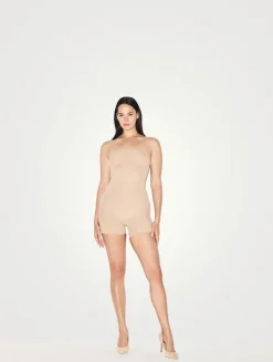 Sheer Seamless Strapless Shortie Bodysuit