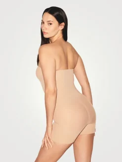 Sheer Seamless Strapless Shortie Bodysuit