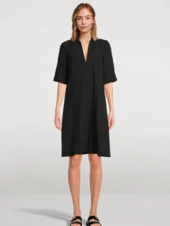 Short-Sleeve A-Line Dress