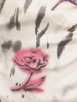 Side-Tie Satin Blouse In Floral Print