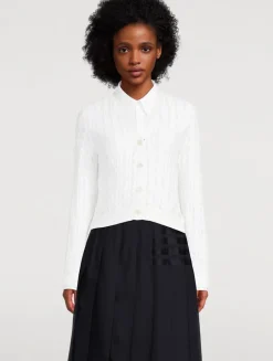 Silk Cotton Cable-Knit Cardigan