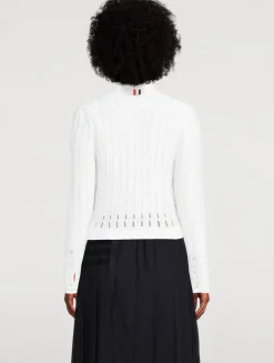 Silk Cotton Cable-Knit Cardigan