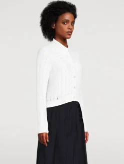 Silk Cotton Cable-Knit Cardigan