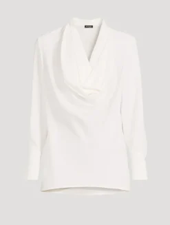 Silk Cowlneck Blouse