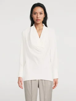Silk Cowlneck Blouse