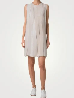 Silk Georgette Shift Dress In Chiaroscuro Print