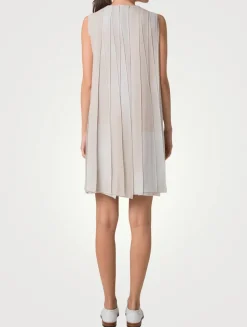 Silk Georgette Shift Dress In Chiaroscuro Print