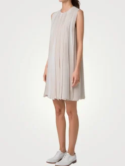 Silk Georgette Shift Dress In Chiaroscuro Print