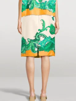 Silk Midi Skirt In Paisley Print
