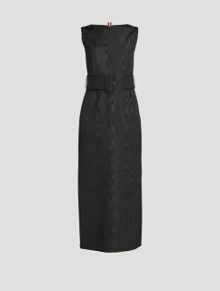 Silk Moiré Column Dress