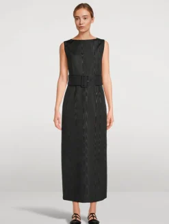 Silk Moiré Column Dress